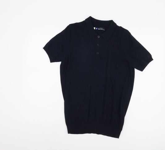 Ben Sherman Men's Black Cotton Polo Shirt Size S