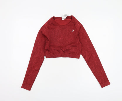 Gymshark Women's Red Cropped Long Sleeve Top M