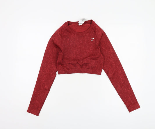 Gymshark Women's Red Cropped Long Sleeve Top M