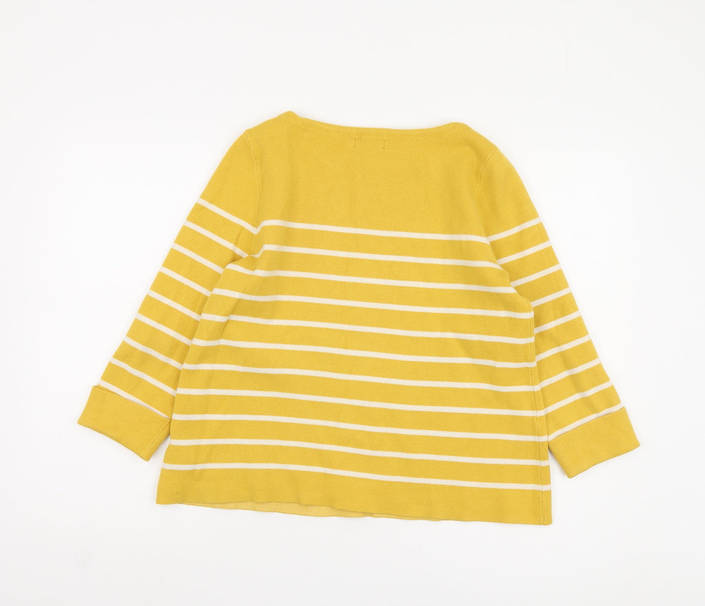 Adrienne Vittadini Yellow Striped Pullover Jumper L Women