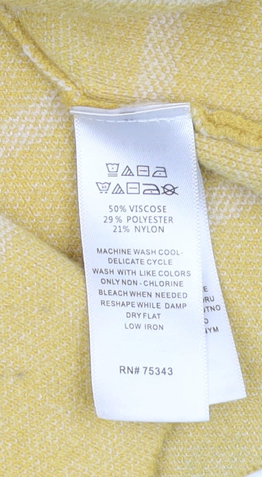 Adrienne Vittadini Yellow Striped Pullover Jumper L Women