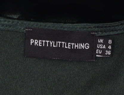 PrettyLittleThing Green V-Neck Dress UK 8