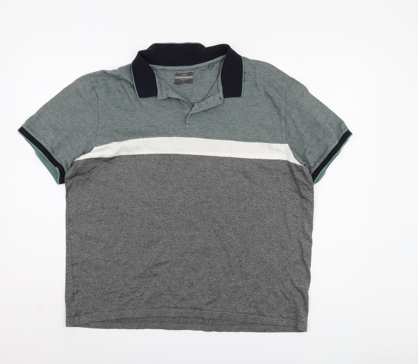 Next Men's Grey Colourblock Polo Shirt XL
