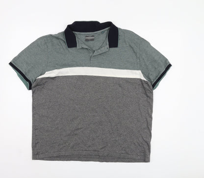 Next Men's Grey Colourblock Polo Shirt XL