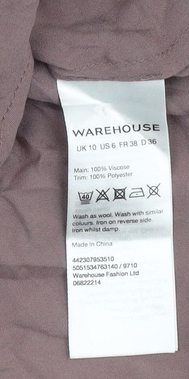 Womens UK Size 10 Warehouse Purple Basic Blouse