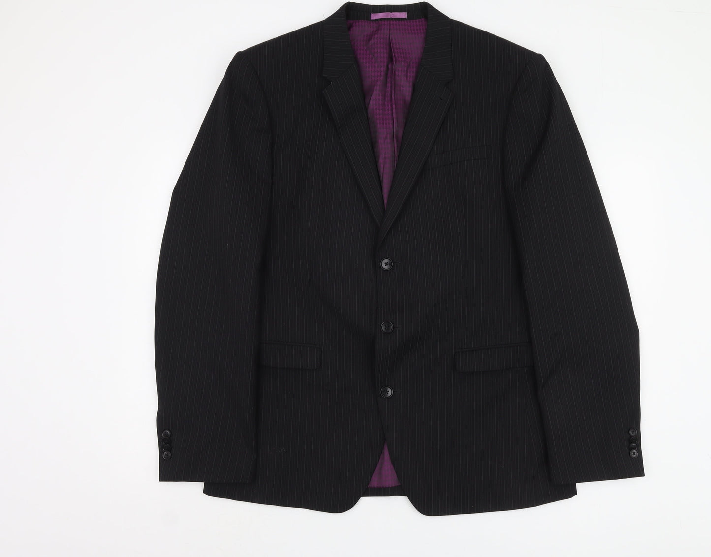 Next Men's Formal Black Blazer 42L Striped Jacket