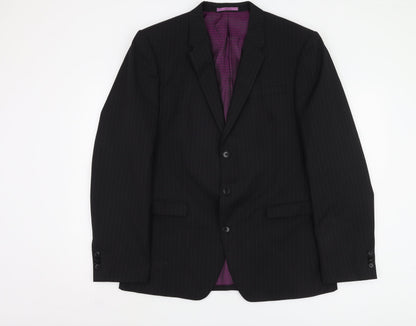 Next Men's Formal Black Blazer 42L Striped Jacket