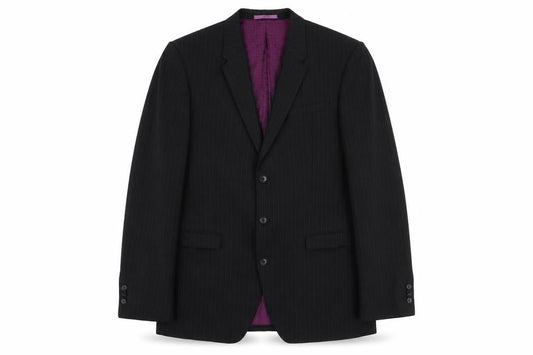 Next Men's Formal Black Blazer 42L Striped Jacket