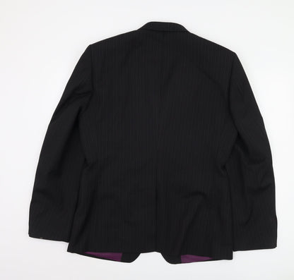 Next Men's Formal Black Blazer 42L Striped Jacket