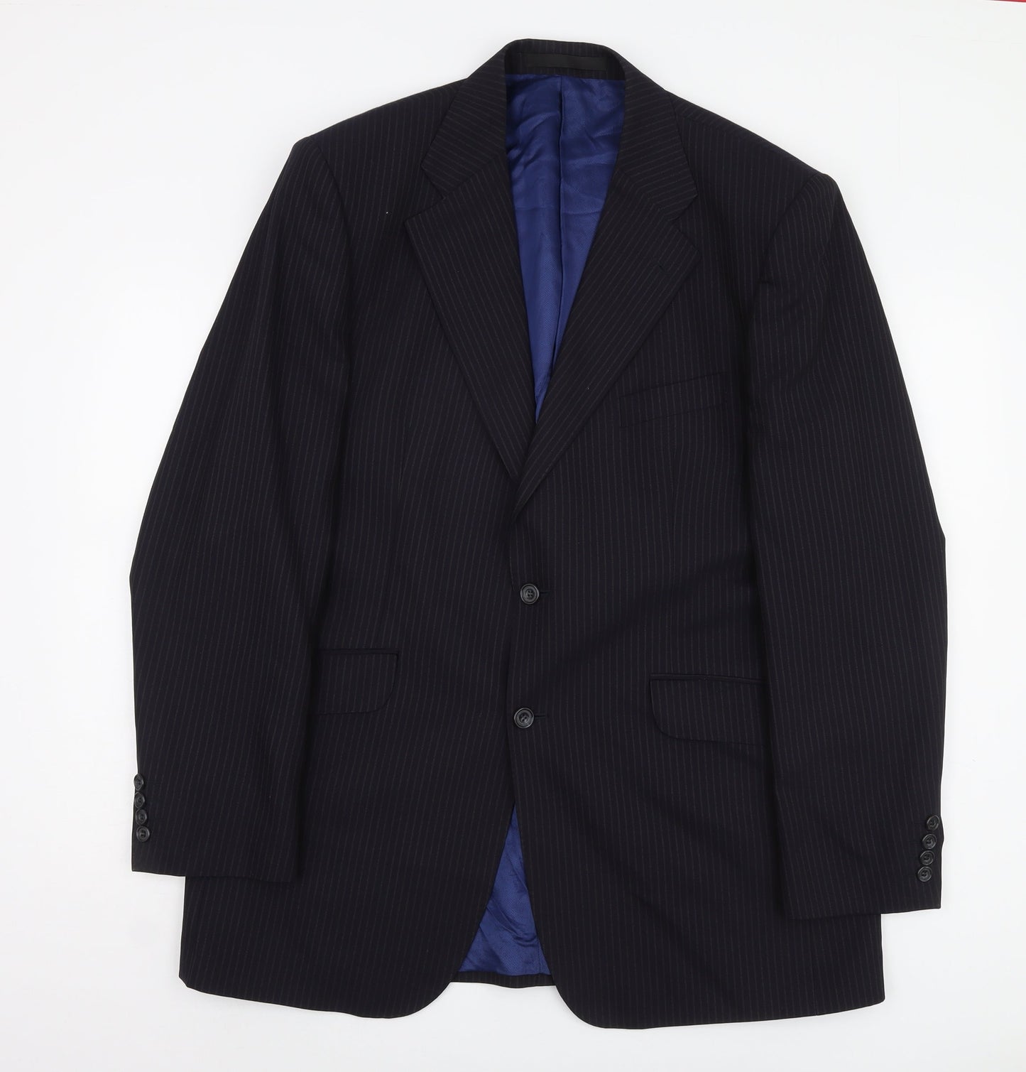 Marks and Spencer Men's Navy Blazer, 42L, Striped Wool Blend