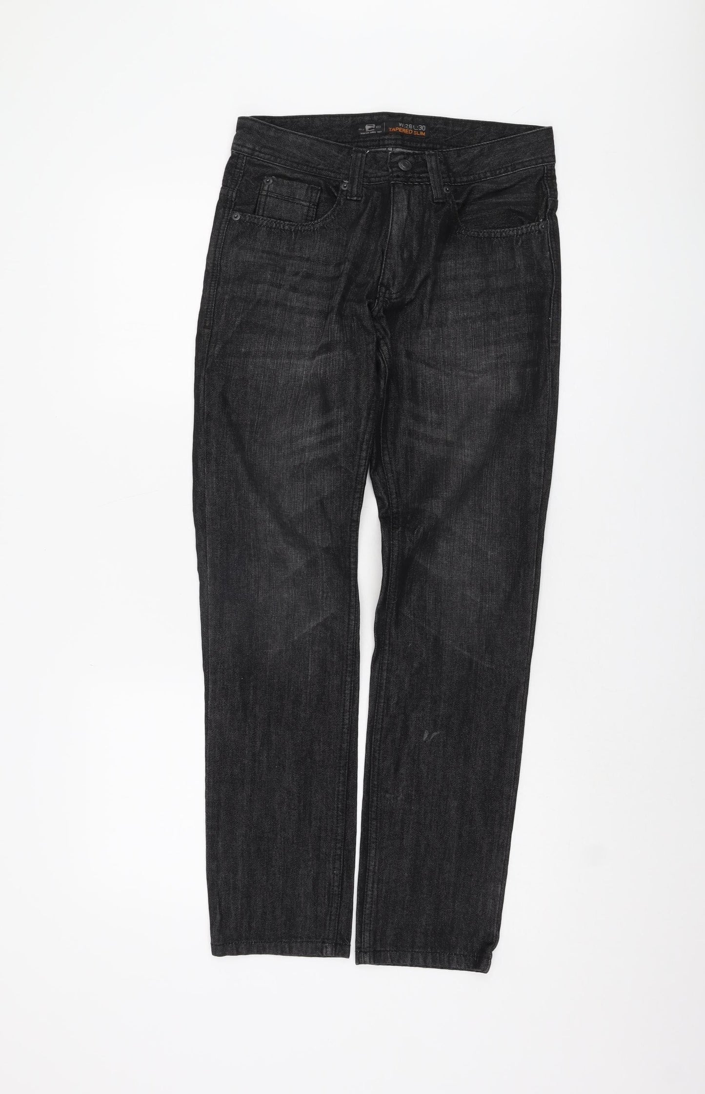 Mens UK Size 28 Burton Slim Fit Tapered Black Jeans