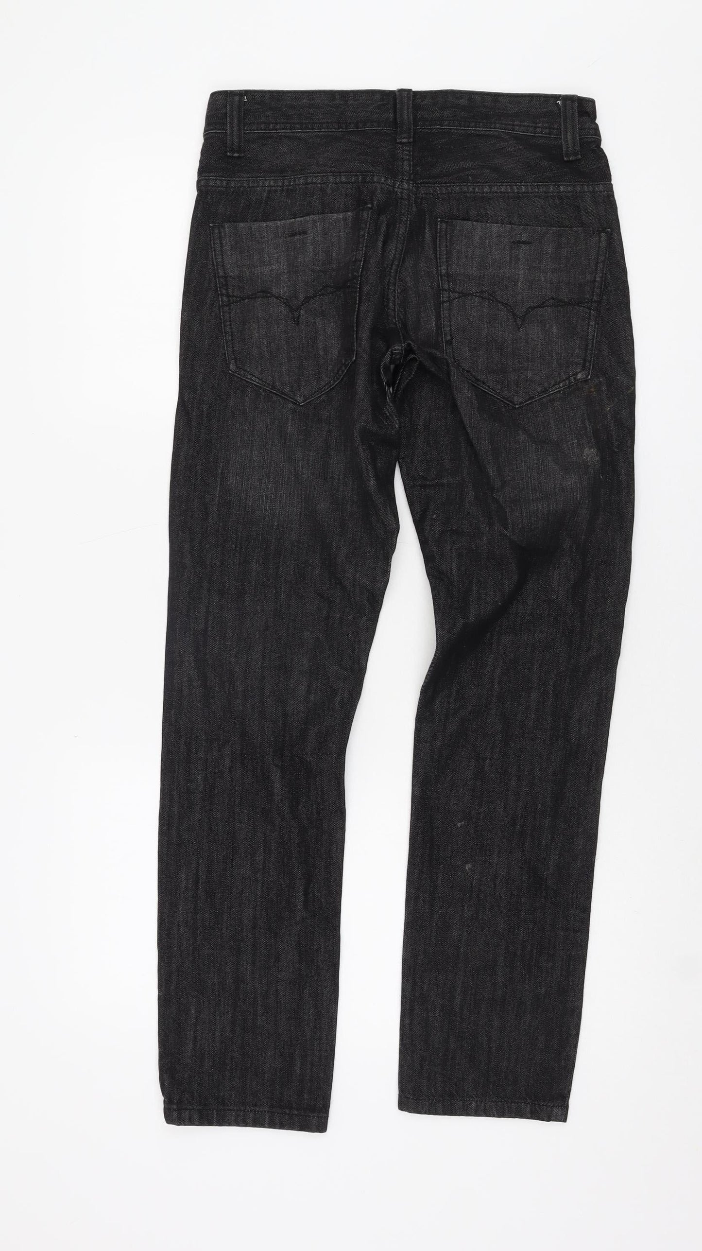 Mens UK Size 28 Burton Slim Fit Tapered Black Jeans