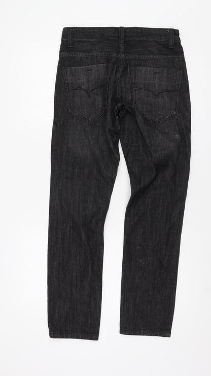 Mens UK Size 28 Burton Slim Fit Tapered Black Jeans