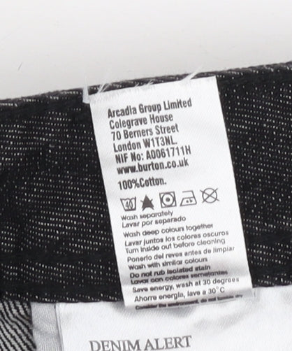 Mens UK Size 28 Burton Slim Fit Tapered Black Jeans