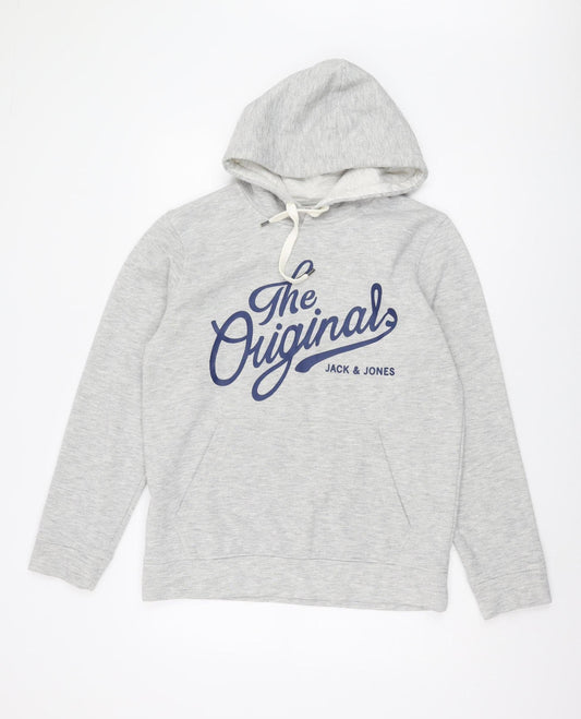 Mens UK Size L JACK & JONES Grey Pullover Hoodie