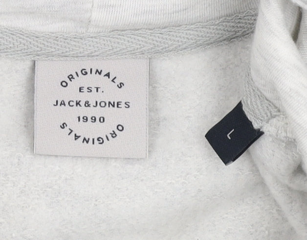 Mens UK Size L JACK & JONES Grey Pullover Hoodie