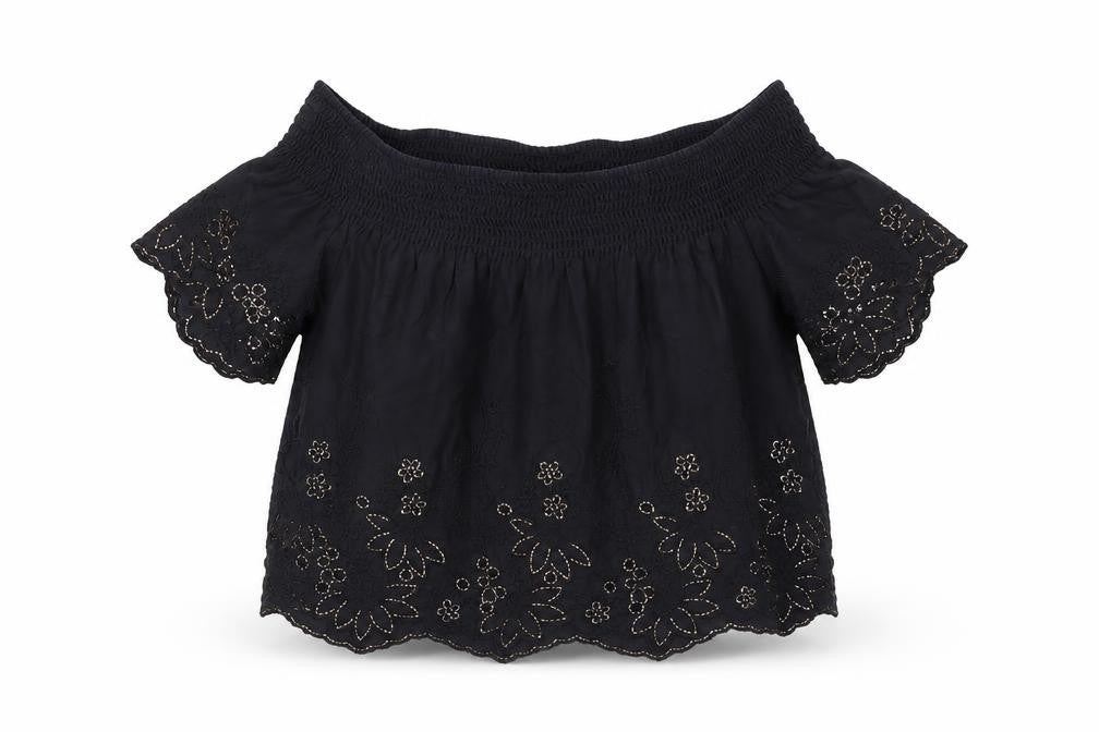 Womens UK Size 8 Topshop Black Cropped Blouse