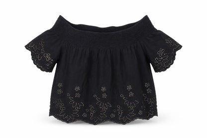 Womens UK Size 8 Topshop Black Cropped Blouse