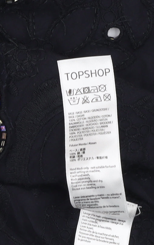 Womens UK Size 8 Topshop Black Cropped Blouse