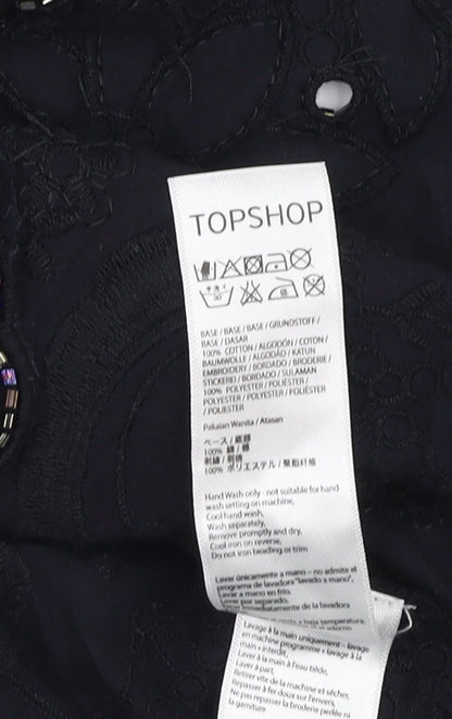 Womens UK Size 8 Topshop Black Cropped Blouse