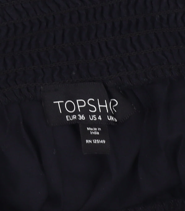 Womens UK Size 8 Topshop Black Cropped Blouse