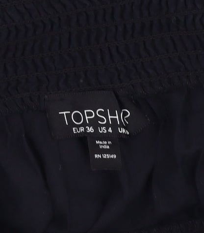 Womens UK Size 8 Topshop Black Cropped Blouse