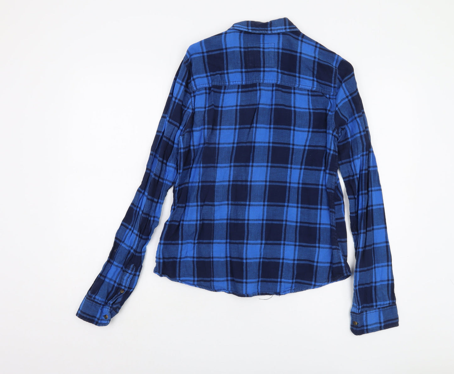 Abercrombie & Fitch Women's Blue Plaid Button-Up Shirt L