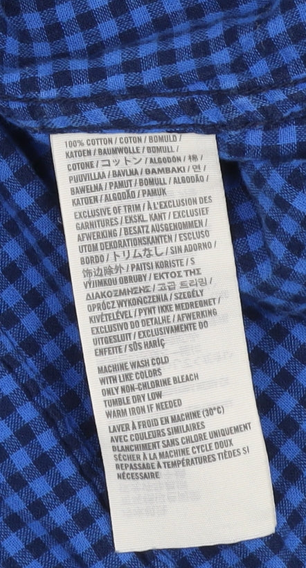 Abercrombie & Fitch Women's Blue Plaid Button-Up Shirt L