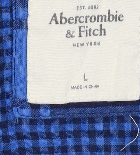 Abercrombie & Fitch Women's Blue Plaid Button-Up Shirt L
