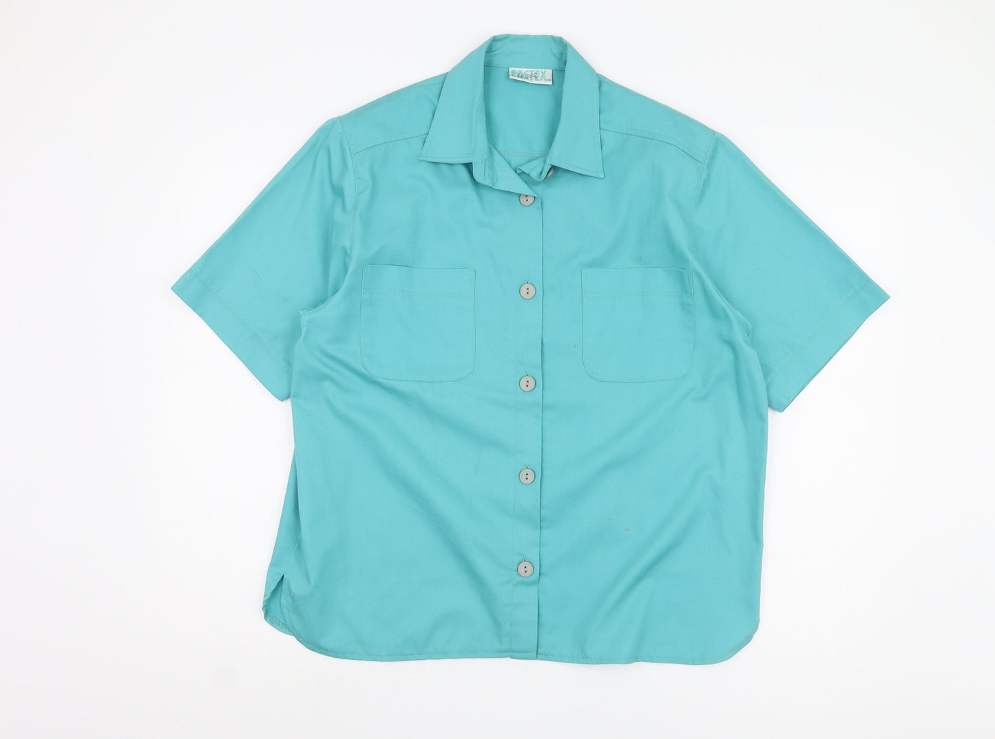 Womens UK Size 14 Eastex Blue Basic Button-Up