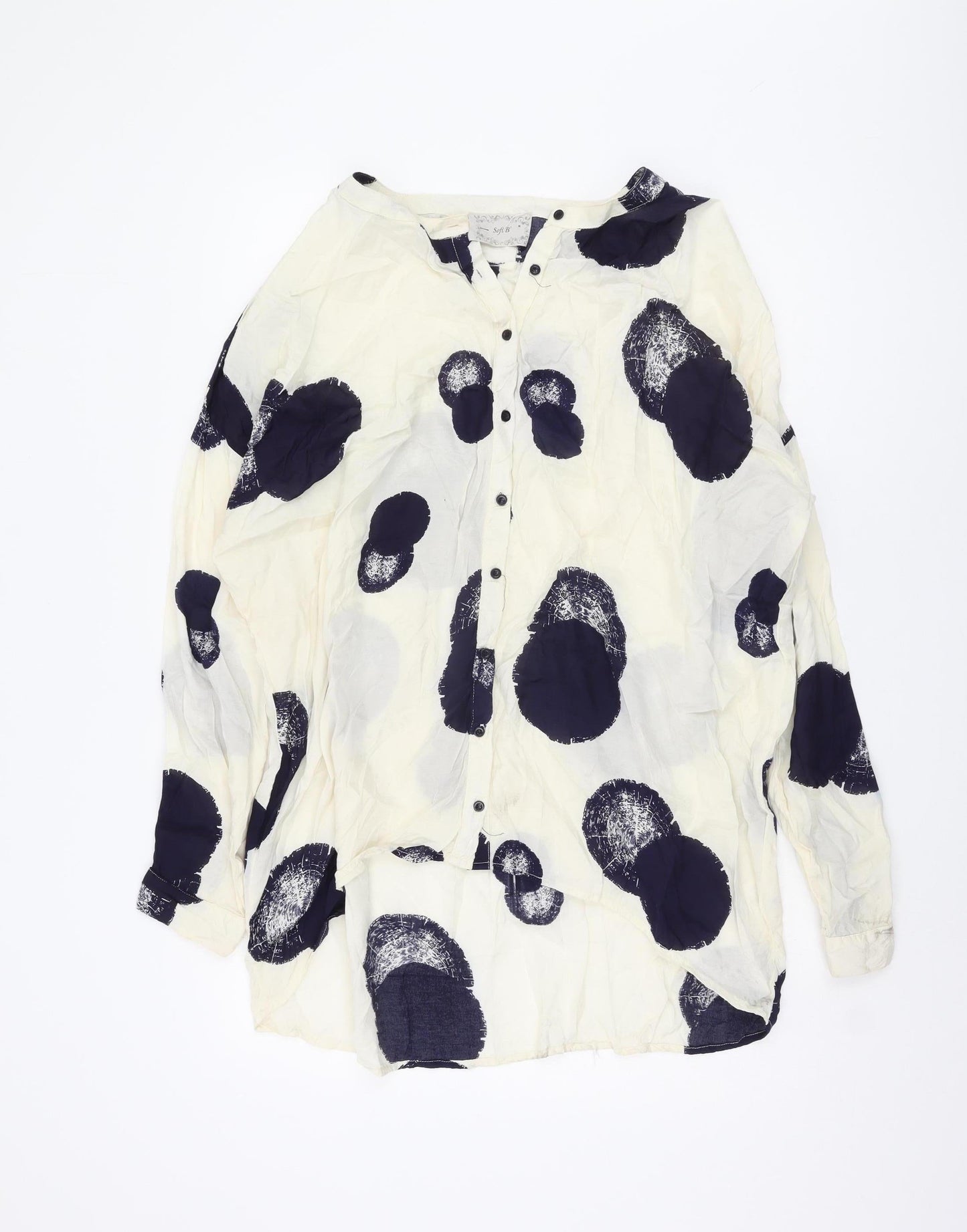 Soft B Women's Ivory Polka Dot Button-Up Shirt, M