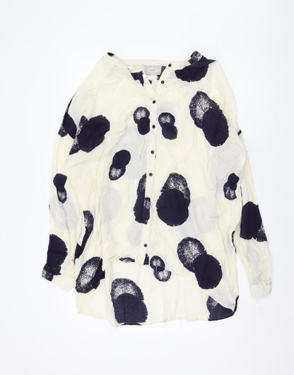 Soft B Women's Ivory Polka Dot Button-Up Shirt, M