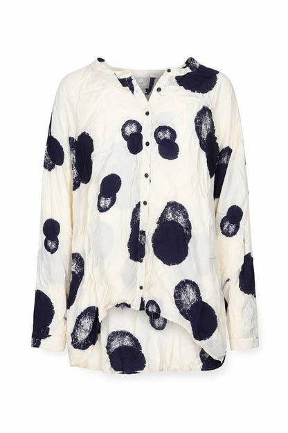 Soft B Women's Ivory Polka Dot Button-Up Shirt, M