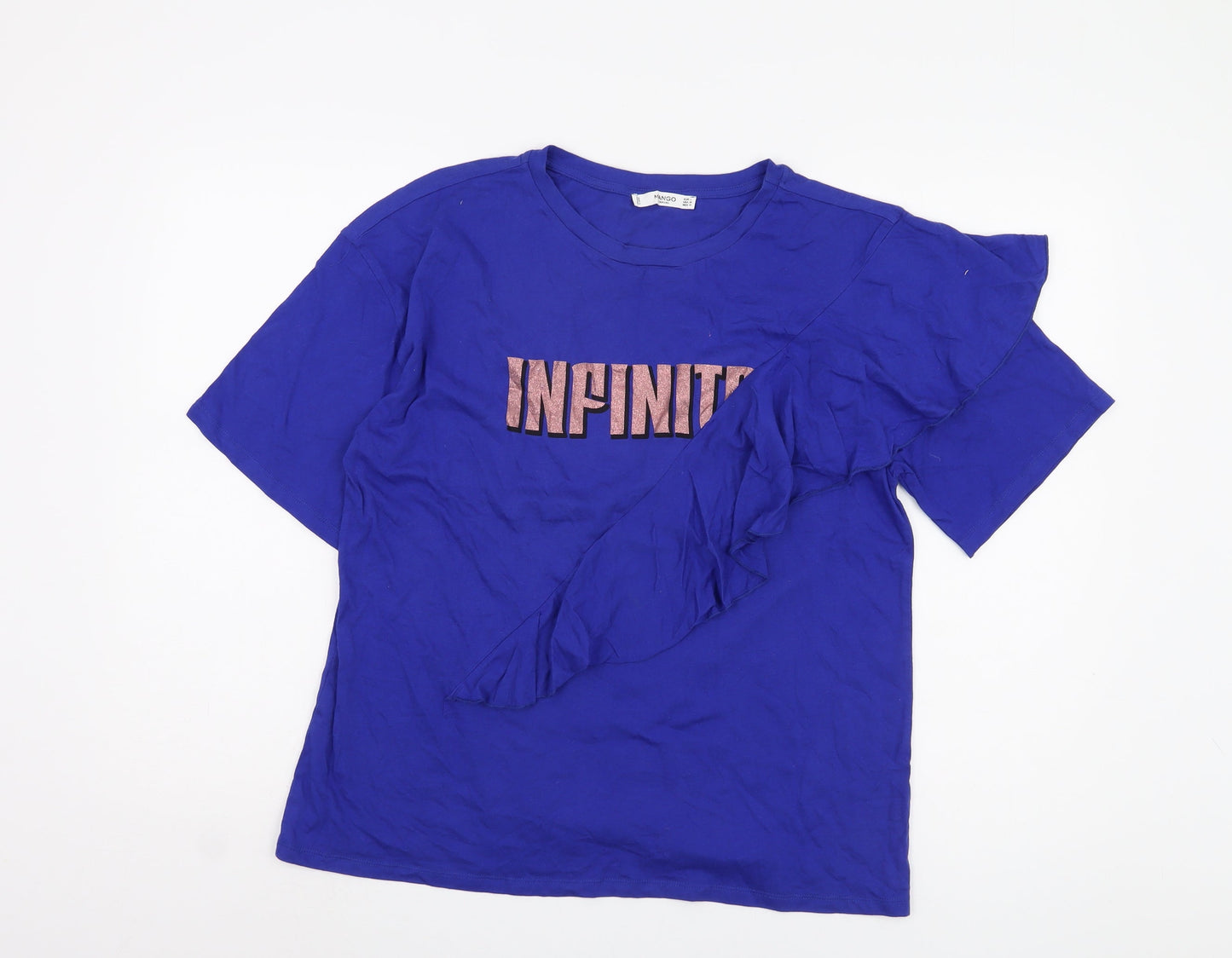 Womens UK Size 12 Mango Blue Basic T-Shirt