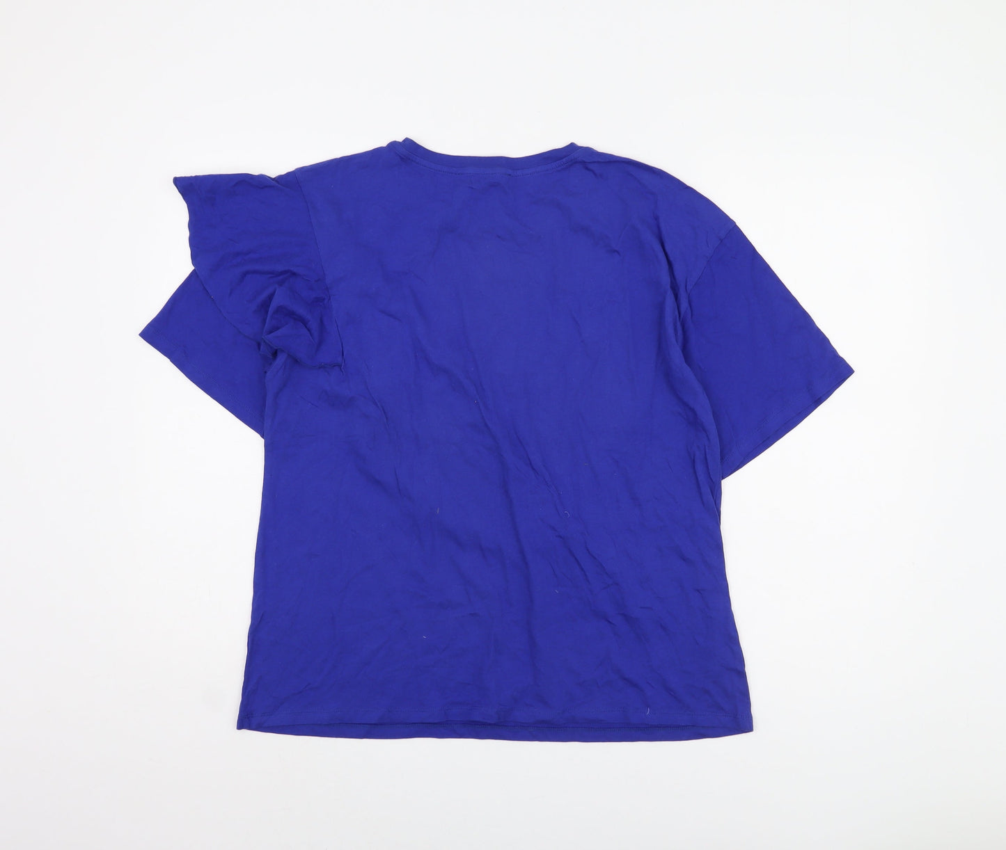 Womens UK Size 12 Mango Blue Basic T-Shirt