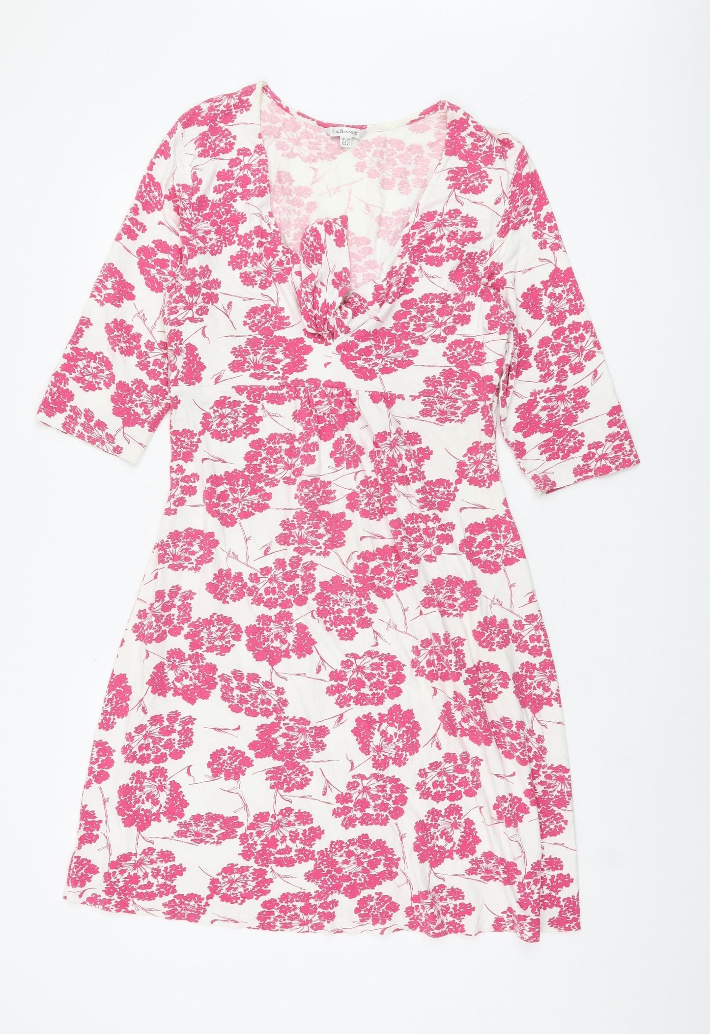 L.K. Bennett Women's Floral A-Line Dress, Size 14, Pink