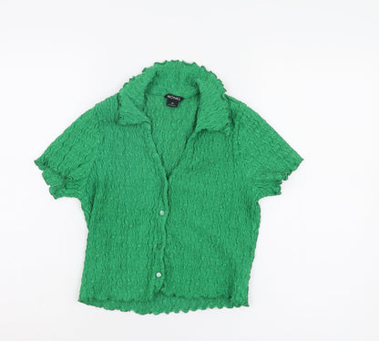 Womens UK Size M Monki Green Basic Button-Up