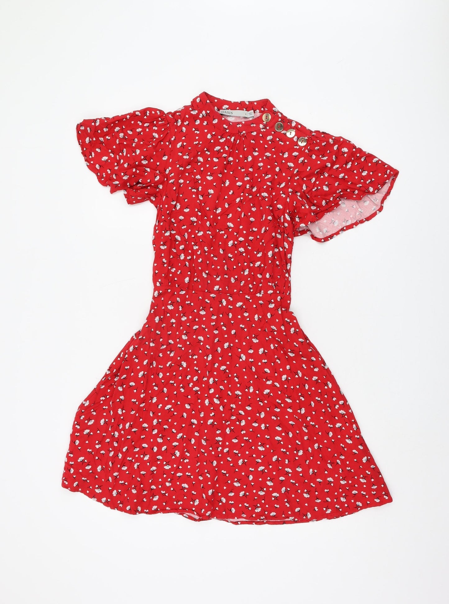 Oasis Women's Red Floral Short A-Line Dress