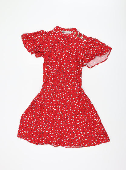 Oasis Women's Red Floral Short A-Line Dress