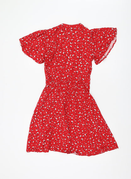 Oasis Women's Red Floral Short A-Line Dress