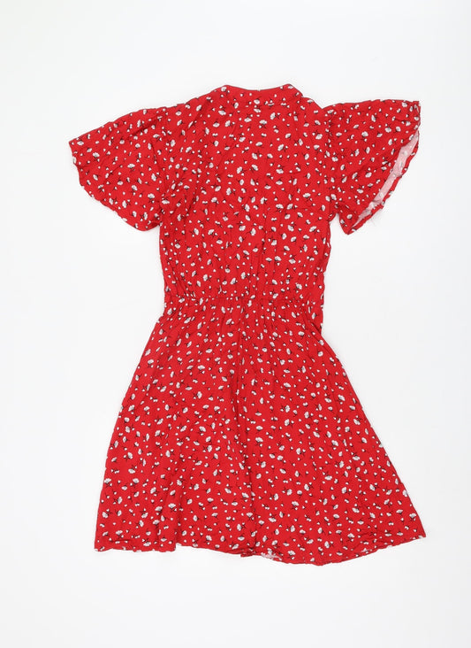 Oasis Women's Red Floral Short A-Line Dress