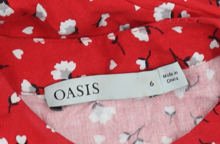 Oasis Women's Red Floral Short A-Line Dress