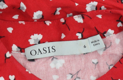 Oasis Women's Red Floral Short A-Line Dress