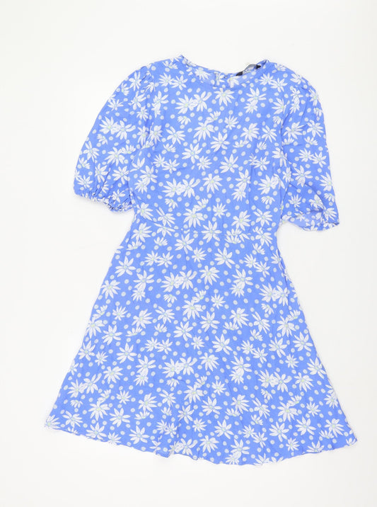 Marks and Spencer Women's Blue Floral A-Line Dress