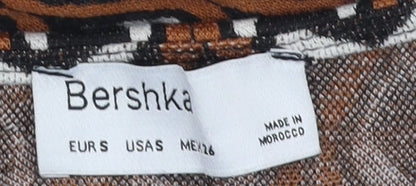 Bershka Women's Brown Geometric A-Line Dress S