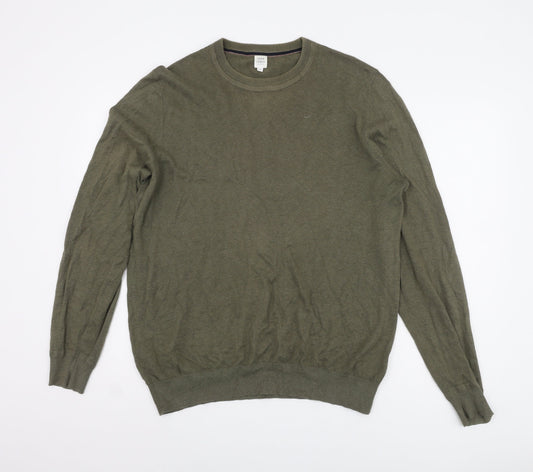 John Lewis Men's Green Linen Blend Pullover Jumper M
