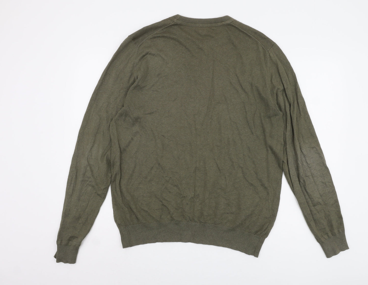 John Lewis Men's Green Linen Blend Pullover Jumper M