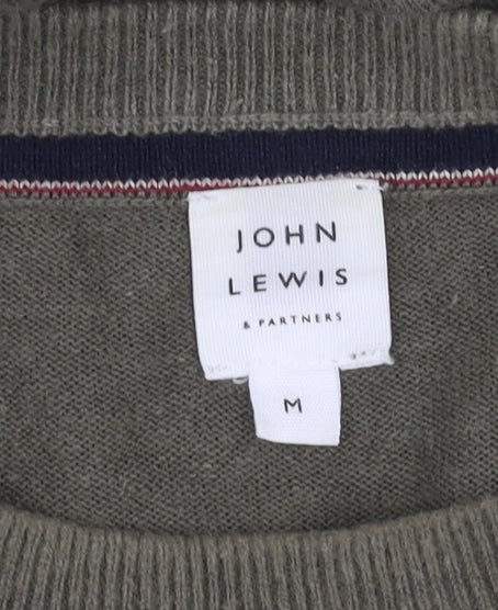 John Lewis Men's Green Linen Blend Pullover Jumper M