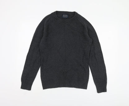 Howick Men's Black Waffle-Knit Pullover Jumper S