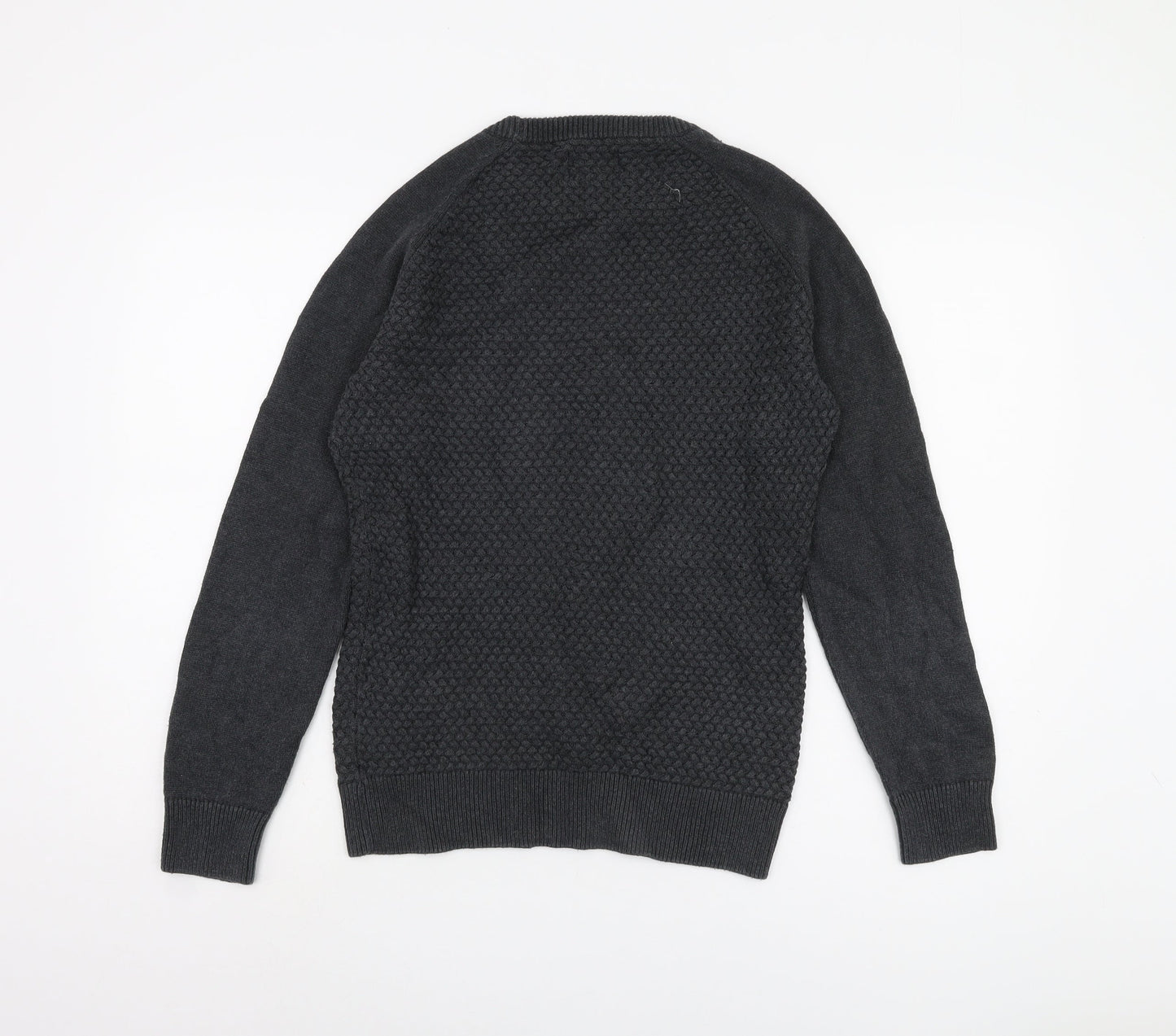 Howick Men's Black Waffle-Knit Pullover Jumper S